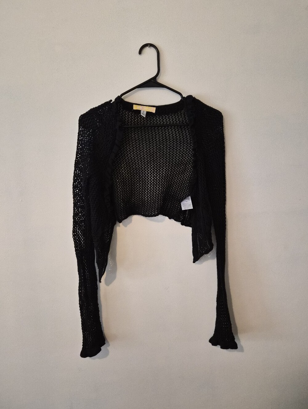 Black Open-Knit Cropped Women's Sweater